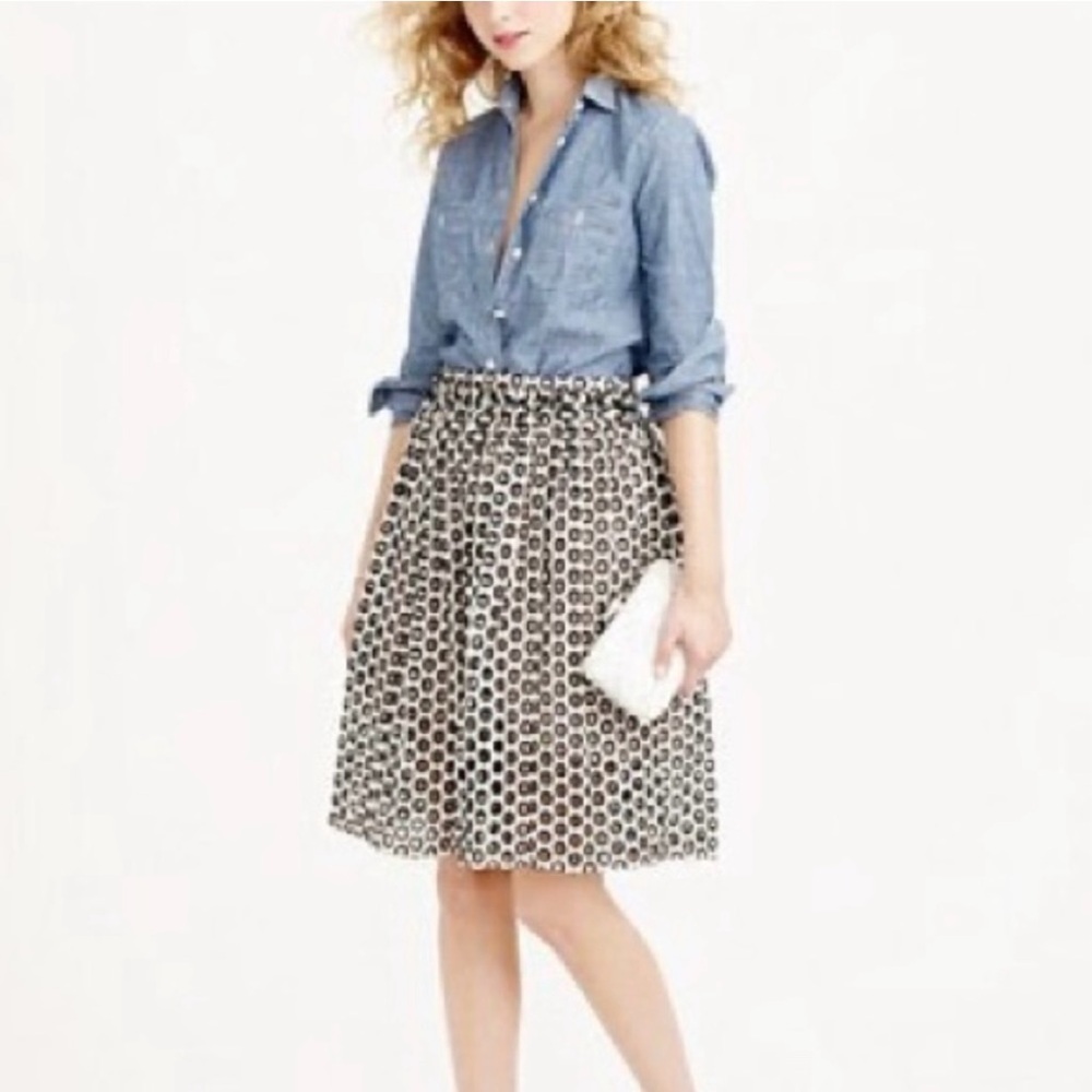 J.Crew Black and White/Ivory Eyelet A-line Skirt, Size 0